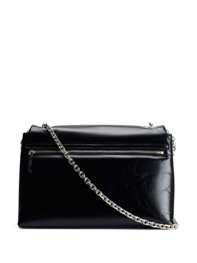 Shop Ami Alexandre Mattiussi Voulez-vous Leather Shoulder Bag In Black