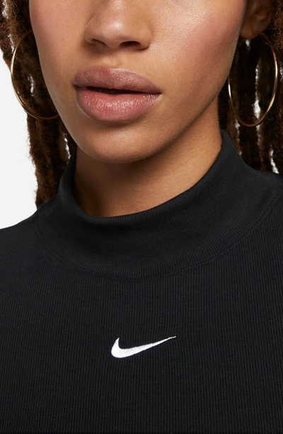 Shop Nike Sportswear Essential Mock Neck Crop T-shirt In Black/ White