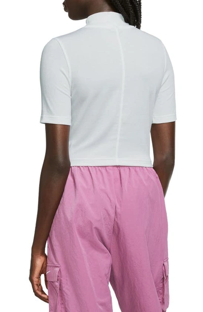 Shop Nike Sportswear Essential Mock Neck Crop T-shirt In White/ Black