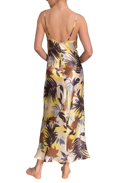 Everyday Ritual Angelina Plaid Satin Slip Nightgown In Tropical Foliage