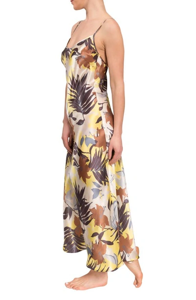 Everyday Ritual Angelina Plaid Satin Slip Nightgown In Tropical Foliage