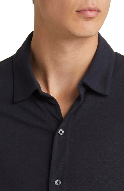 Shop Vince Cotton Piqué Knit Button-up Shirt In Coastal