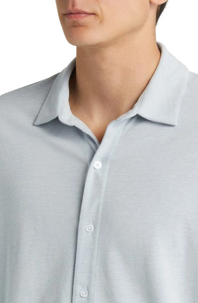 Shop Vince Cotton Piqué Knit Button-up Shirt In Lake Blue