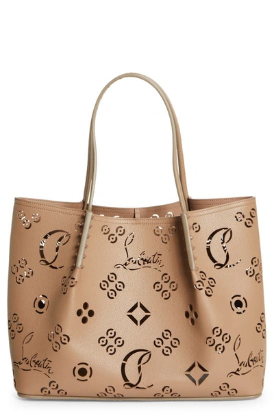 Christian Louboutin Cabarock Small Loubinthesky Perforated Tote Bag In Roca/ Roca