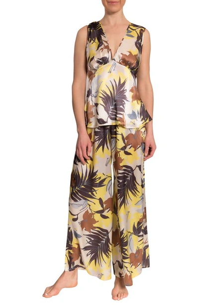 Shop Everyday Ritual Ilsa Emily Satin Pajamas In Tropical Foliage