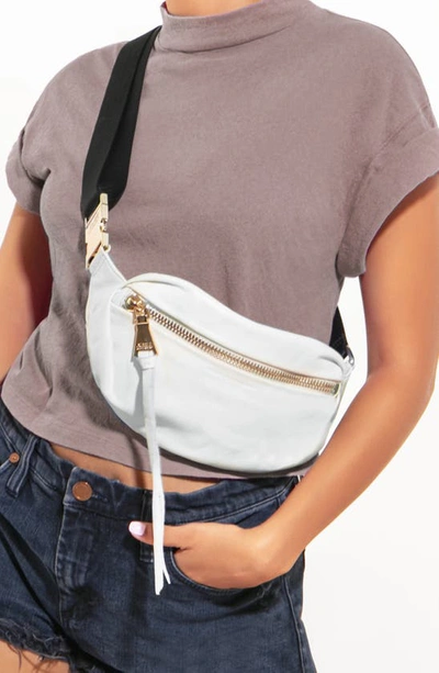 Shop Aimee Kestenberg Milan Leather Belt Bag In Cloud W/ Shiny Gold
