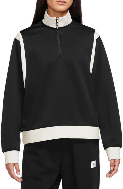Shop Jordan (her)itage Half Zip Pullover In Black/ Sail