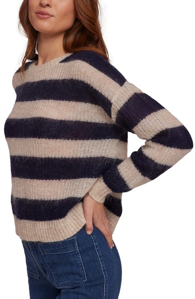 Bella Dahl Wide Stripe Crewneck Sweater In Navy Stripes