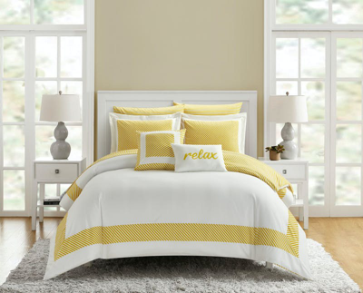 Shop Chic Home Design Artista 9 Piece Cotton Blend Comforter Set Jacquard Geometric Pattern Design Bed In In Yellow
