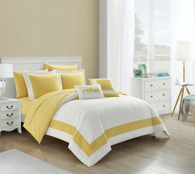 Shop Chic Home Design Artista 9 Piece Cotton Blend Comforter Set Jacquard Geometric Pattern Design Bed In In Yellow