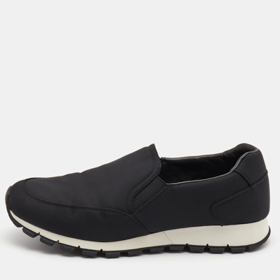Pre-owned Prada Black Canvas Slip On Sneakers Size 41.5