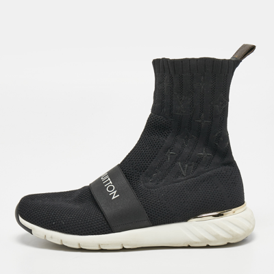 Louis Vuitton Black Knit Fabric Sock Run Hight Top Sneakers Size 36.5