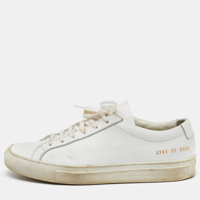 Pre-owned Common Projects White Leather Achilles Low Top Sneakers Size 37