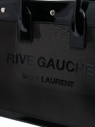 Shop Saint Laurent Rive Gauche Patent-finish Tote Bag In Schwarz