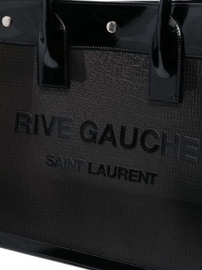 Saint Laurent Rive Gauche Patent-finish Tote Bag In Schwarz