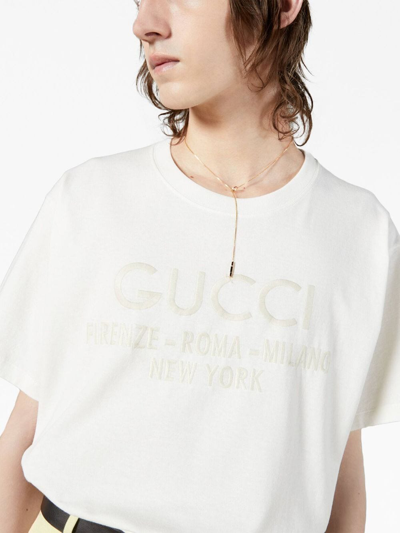 Shop Gucci Logo-embroidered Cotton T-shirt In Weiss