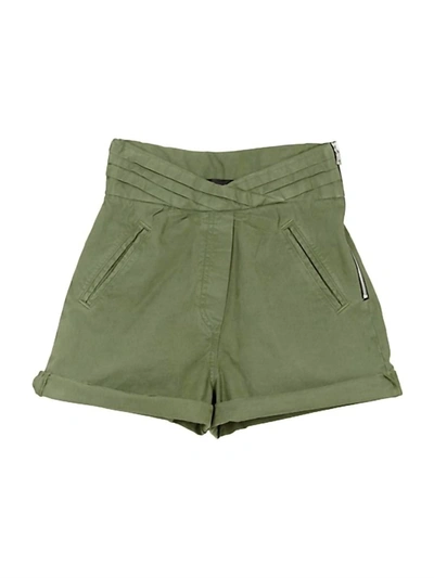 Shop Rta Ellena Pleated Shorts In Military Green
