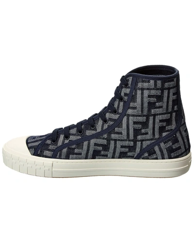 Shop Fendi Domino Ff Canvas High-top Sneaker In Blue