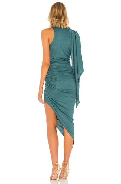 Shop Ronny Kobo Abilene Asymmetrical Dress In Teal In Blue