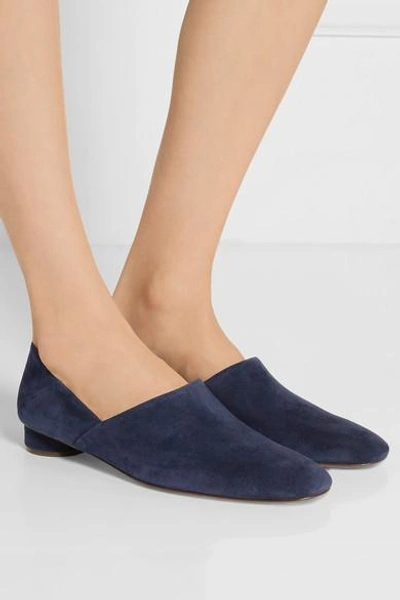 Shop The Row Noelle Suede Loafers In Navy