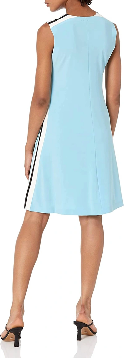 Shop Norma Kamali Side Stripe Swing Dress In Powder Blue