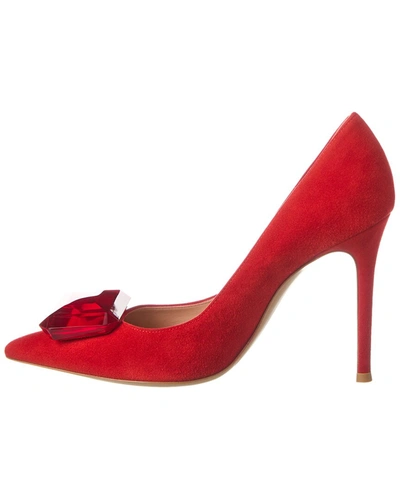 Shop Gianvito Rossi Jaipur 105 Suede Pump In Red