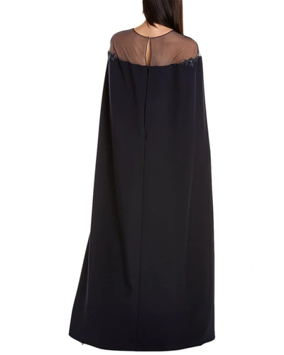 Shop Marchesa Notte Cape Gown In Blue