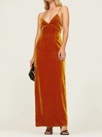Ronny Kobo Gabe Velvet Dress In Burnt Orange In Yellow