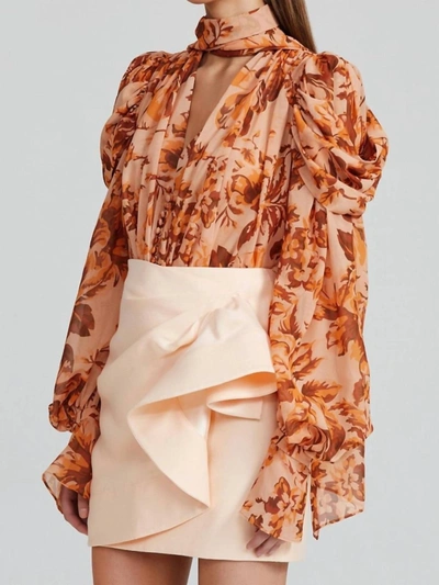 Shop Acler Swansea Blouse In Peach Floral In Multi