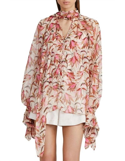 Shop Acler Cathedral Blouse In Pink Wandering Floral In Multi