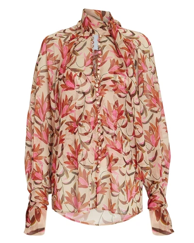 Shop Acler Cathedral Blouse In Pink Wandering Floral In Multi