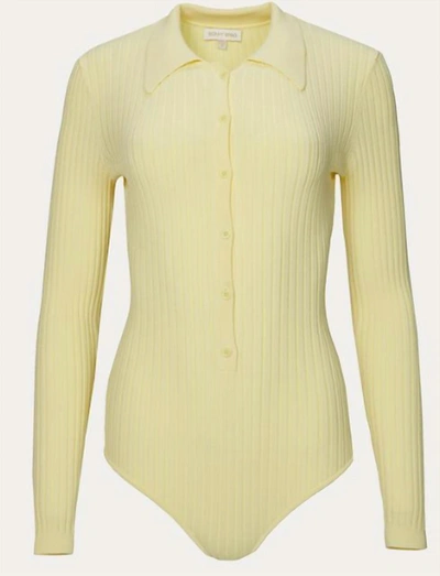 Shop Ronny Kobo Cyndie Knit Bodysuit In Pale Yellow