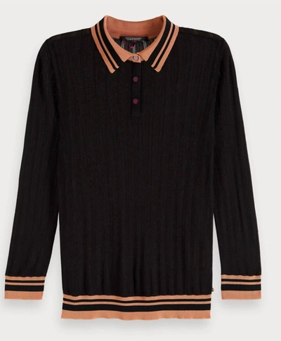 Shop Scotch & Soda Knitted Polo In Black