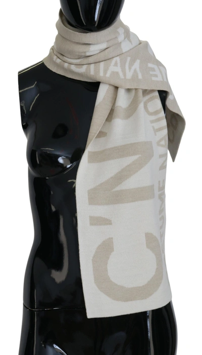 Shop Costume National Logo Wrap Warmer Shawl Women's Scarf In Beige