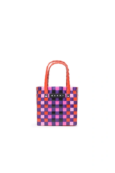 Shop Marni Woven Micro Basket Bag In Red