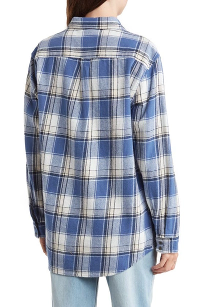 Shop Roxy Let It Go Relaxed Fit Cotton Flannel Shirt In Bijou Blue Forrest