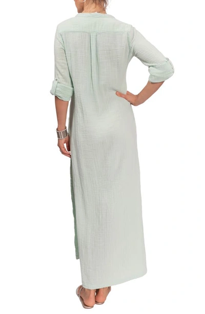 Everyday Ritual Deep V-neck Cotton Caftan In Mint