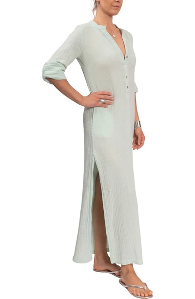 Everyday Ritual Deep V-neck Cotton Caftan In Mint