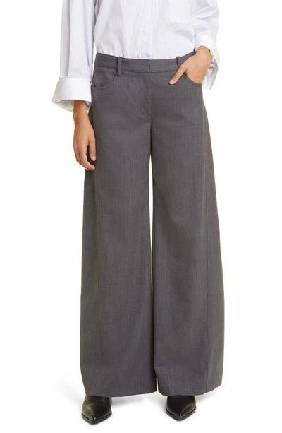 Shop Twp Joanna Stretch Wool Wide Leg Pants In Charcoal Heather Gre
