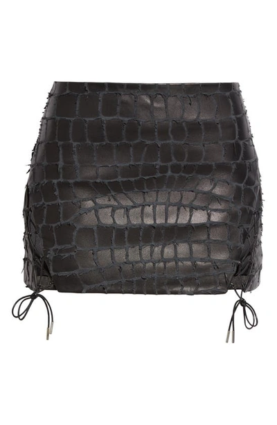 Shop Dion Lee Snake Etched Lambskin Miniskirt In Black