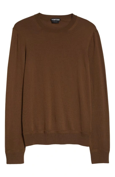 Tom Ford Fine Gauge Merino Wool Sweater In Wood