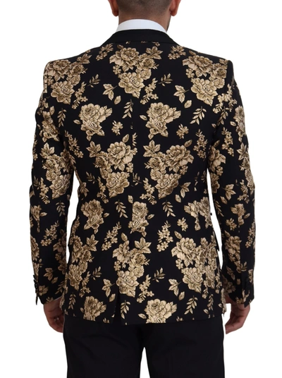 Shop Dolce & Gabbana Floral Embroidered Evening Men's Blazer In Black