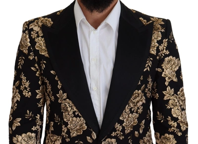 Shop Dolce & Gabbana Floral Embroidered Evening Men's Blazer In Black