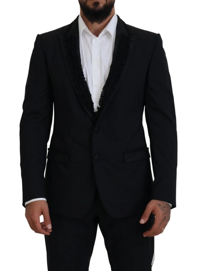 Shop Dolce & Gabbana Elegant Black Silk-lined Evening Men's Blazer