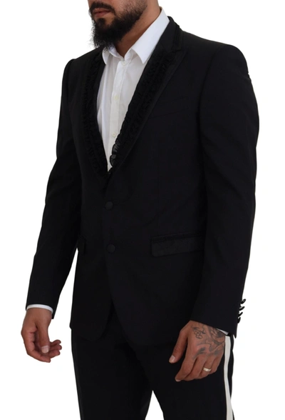 Shop Dolce & Gabbana Elegant Black Silk-lined Evening Men's Blazer