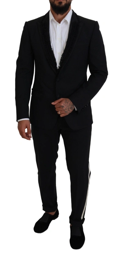 Shop Dolce & Gabbana Elegant Black Silk-lined Evening Men's Blazer