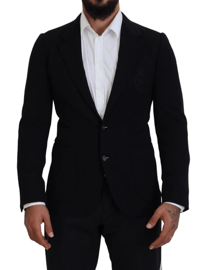 Shop Dolce & Gabbana Elegant Single Breasted Black Wool Men's Blazer