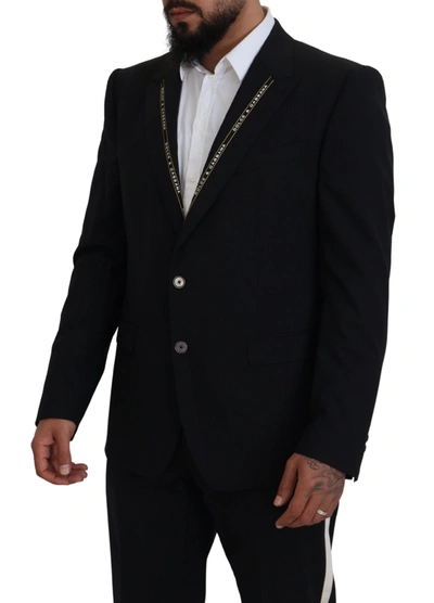 Dolce & Gabbana Black Wool Stretch Slim Fit Jacket Blazer In Black