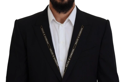 Dolce & Gabbana Black Wool Stretch Slim Fit Jacket Blazer In Black
