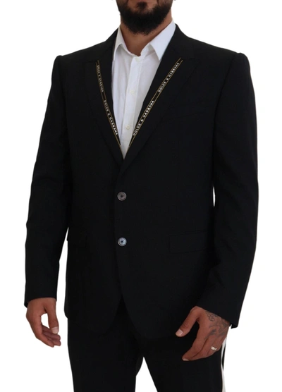 Dolce & Gabbana Black Wool Stretch Slim Fit Jacket Blazer In Black